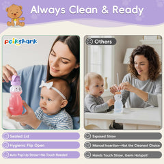 POIKSHARK smooth transition from bottle to straw drinking supports independent feeding.