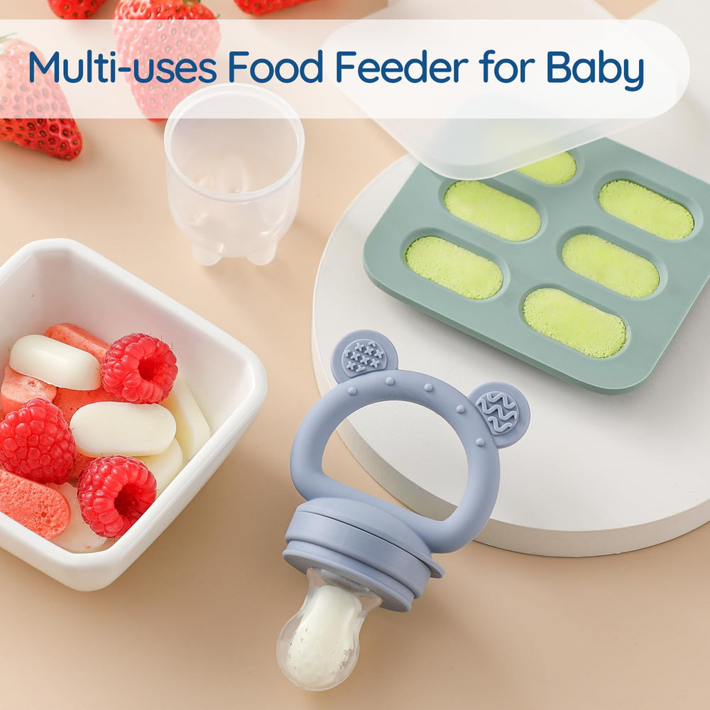 POIKSHARK silicone teether-handle close up highlights dual feeding and soothing use