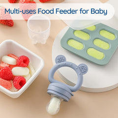 POIKSHARK silicone teether-handle close up highlights dual feeding and soothing use
