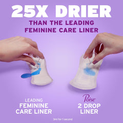 Poise FreshSense odor-control image illustrates odor neutralization for up to 12 hours.