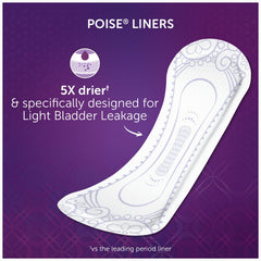 Poise liners with embossed designs add subtle style and confidence.