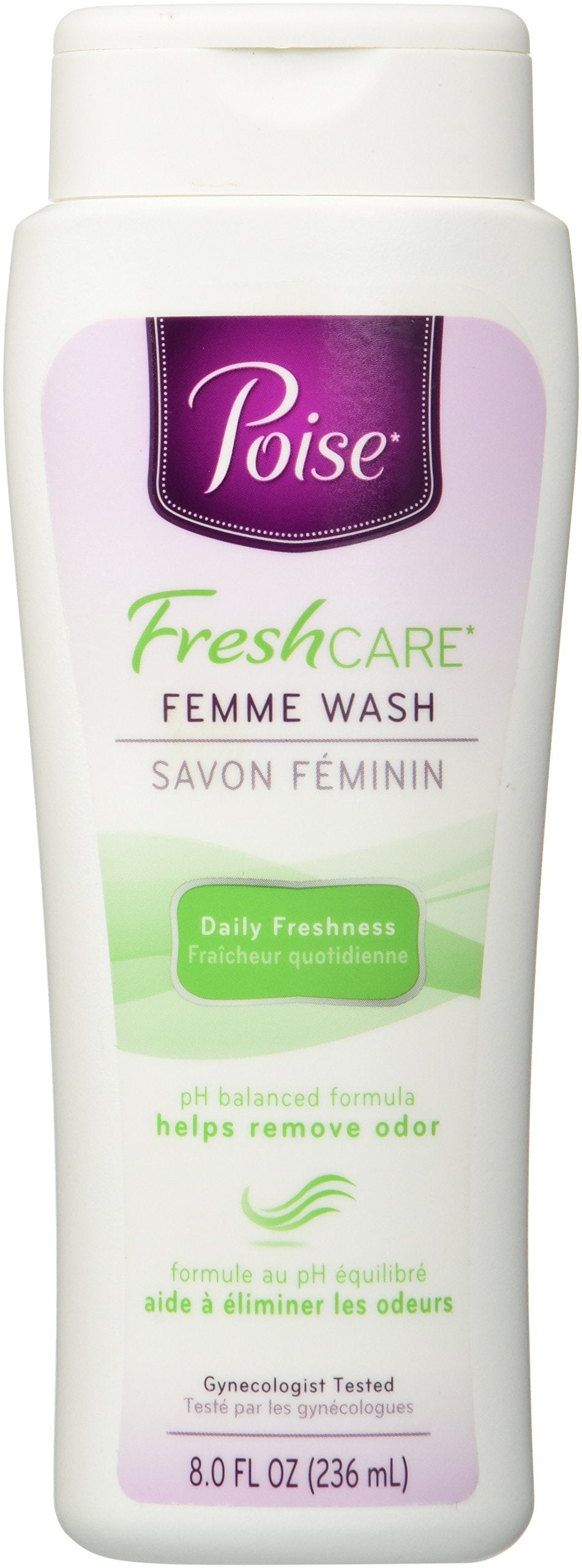 Poise Fresh Care Feminine Wash bottle front view for everyday refresh.