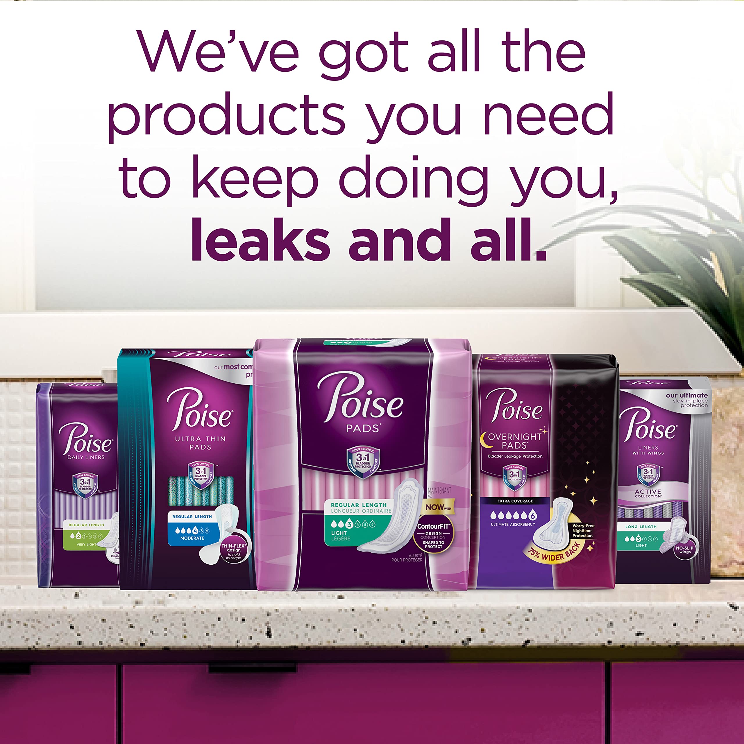 Poise packaging notes HSA/FSA eligibility for US shoppers.