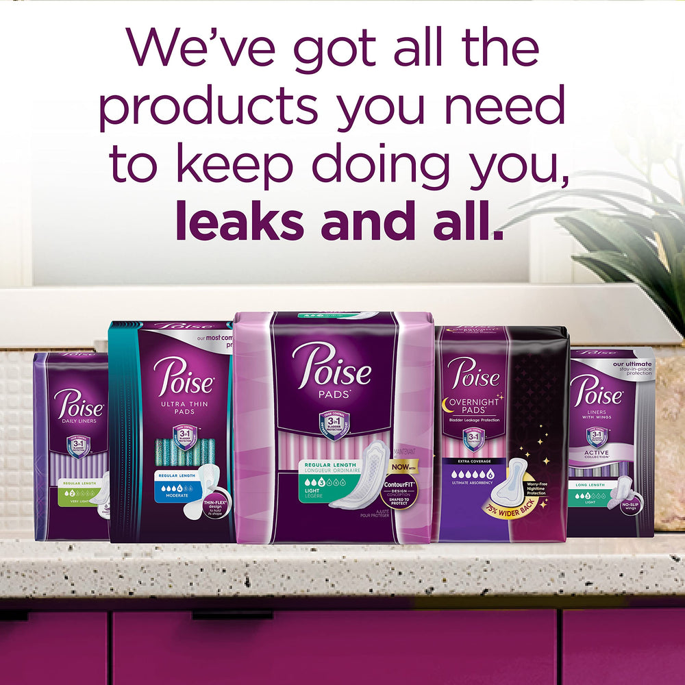 Poise packaging notes HSA/FSA eligibility for US shoppers.