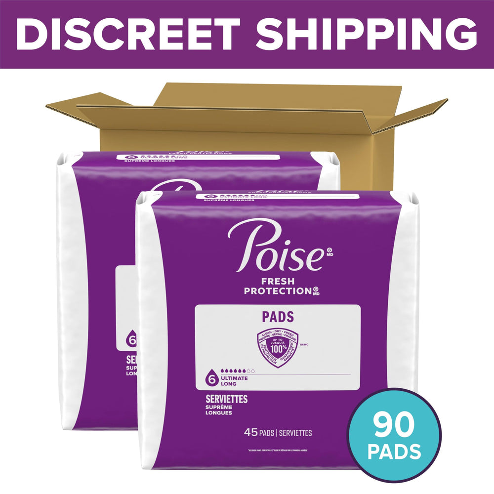 Poise pads shown from the front view highlighting coverage and length.