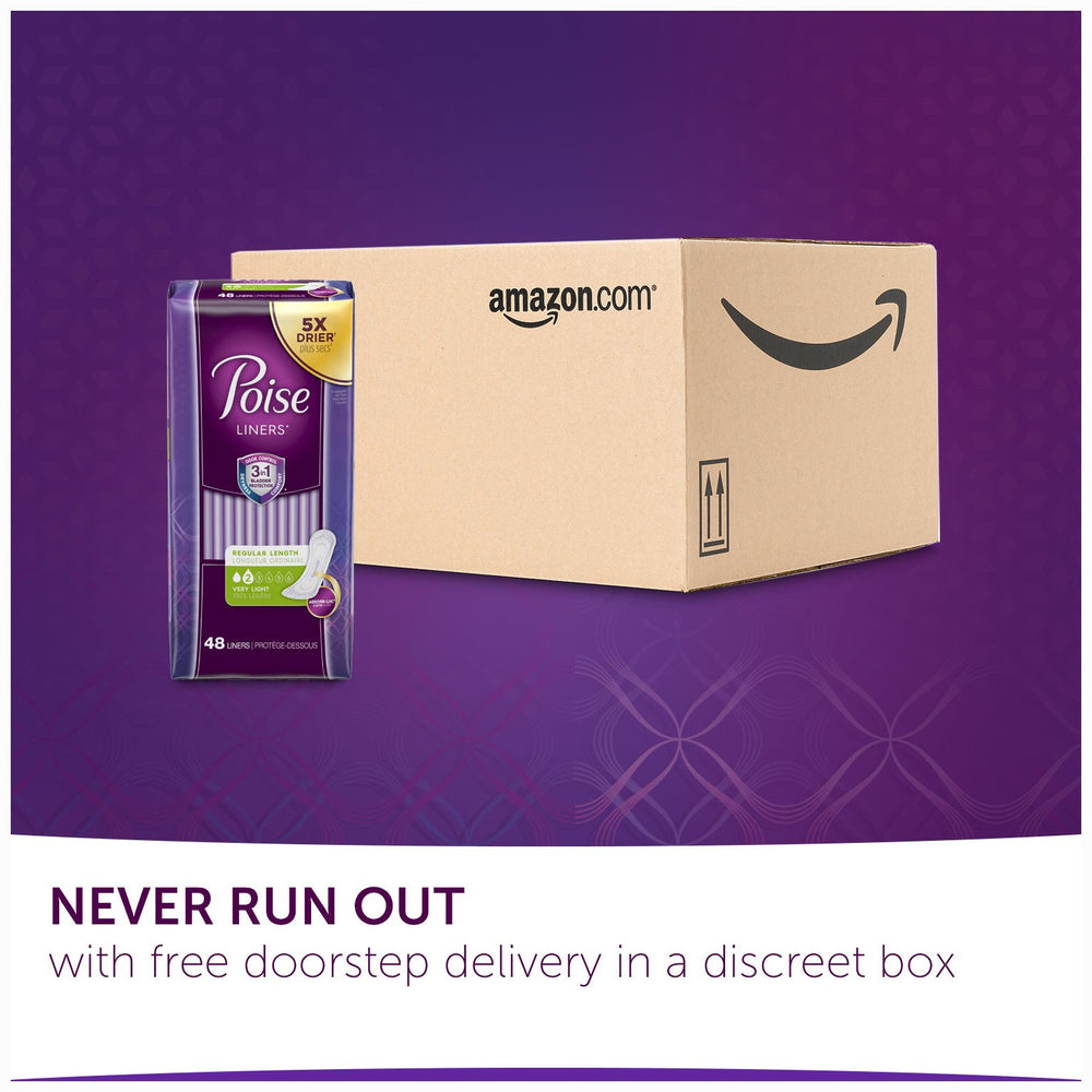 Poise long-length panty liner offering extended coverage and protection.
