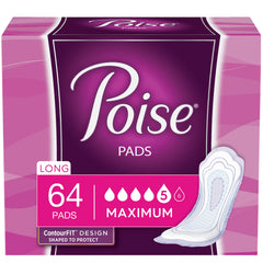 Poise maximum absorbency pad long length for extended protection during the day