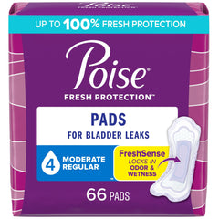 Poise postpartum pad with moderate absorbency in regular length for daywear protection.