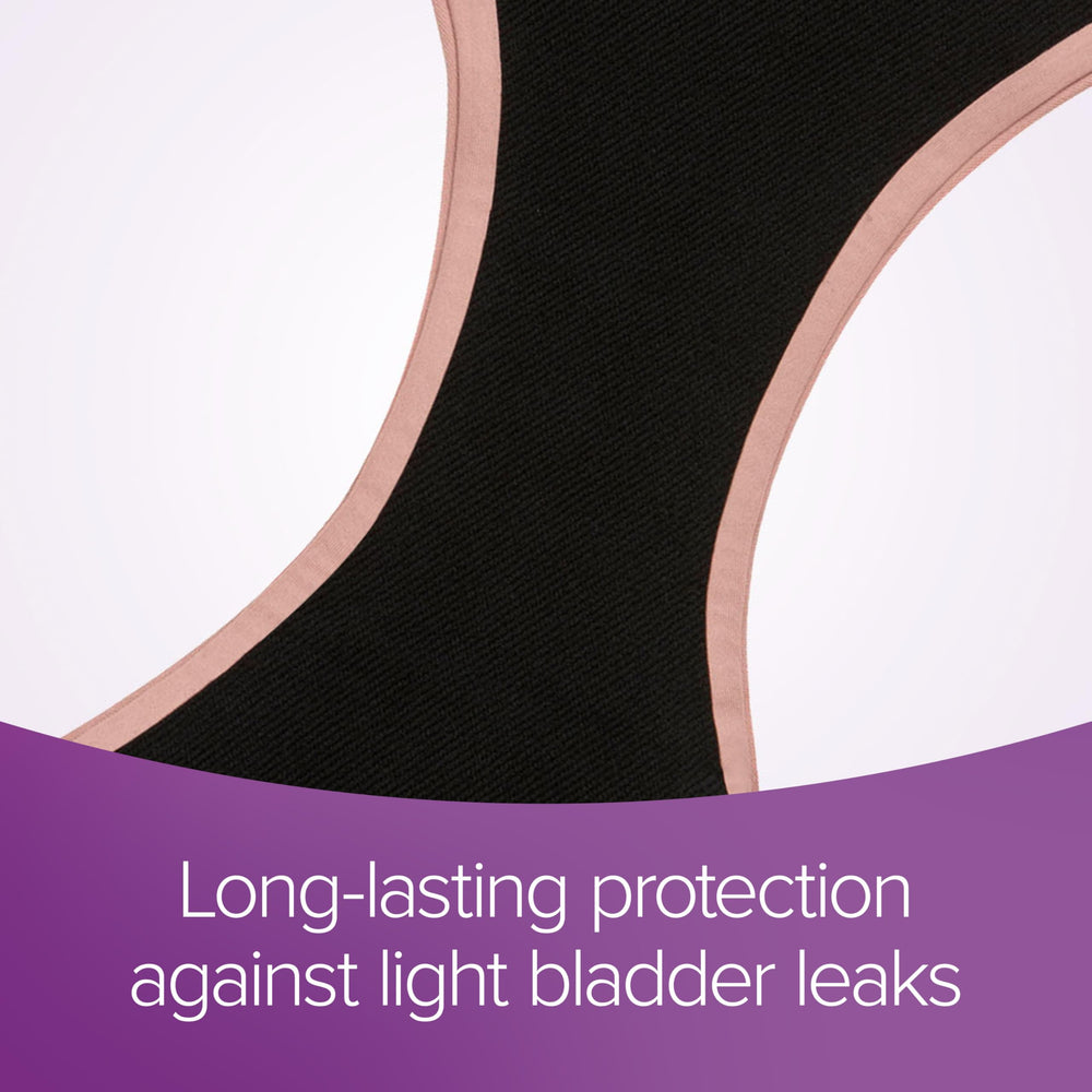 Poise odor-control technology on reusable underwear for long-lasting freshness.