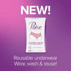 Poise reusable underwear showing washable design and absorbent core.