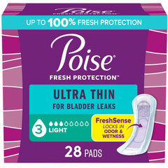 Poise Ultra Thin pad packaging for discreet daily protection.