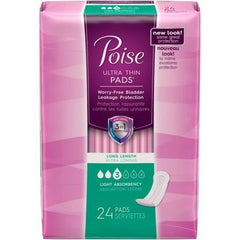 Poise Ultra Thin Pads long length showing full-length protection and dryness