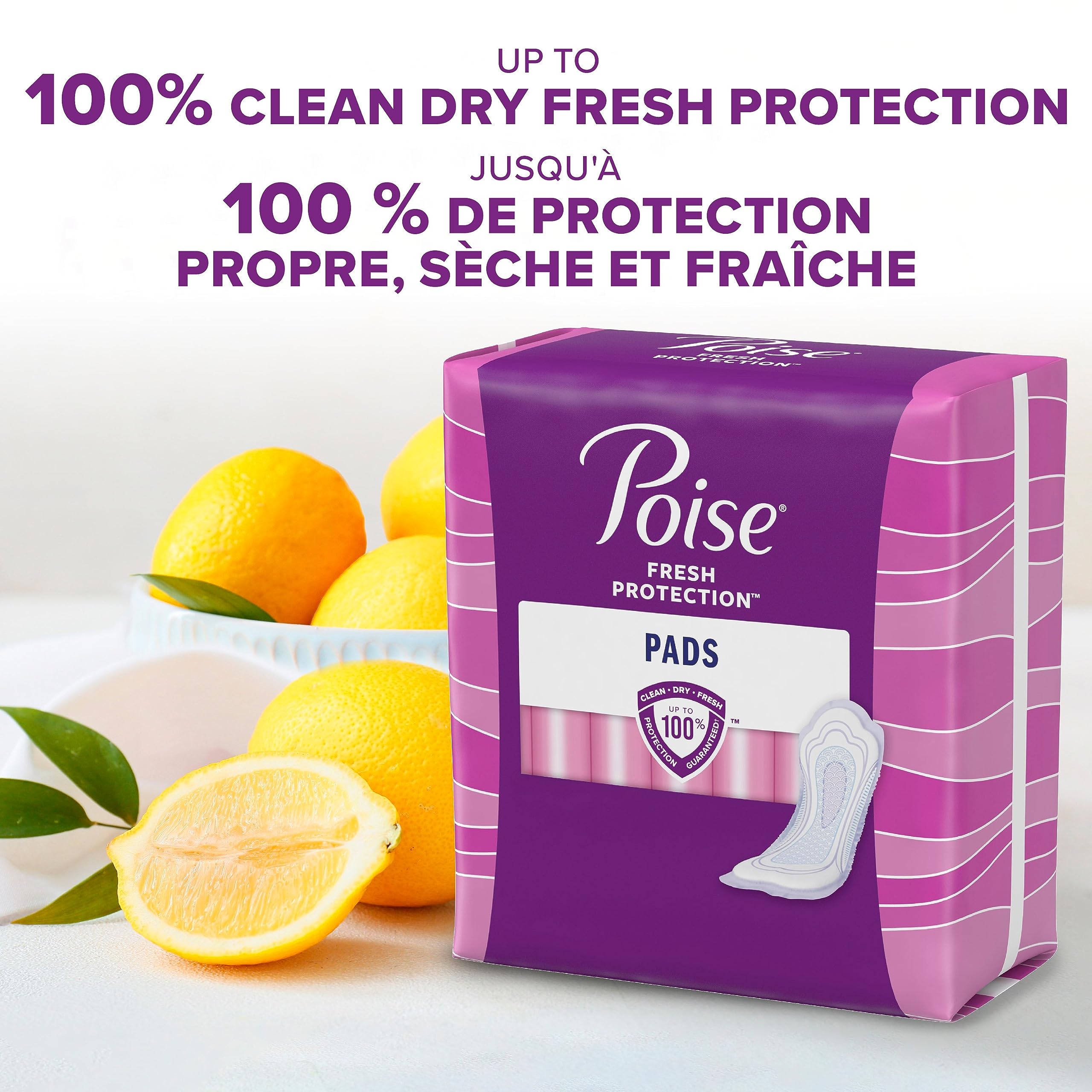 Poise Ultra Thin Postpartum Pad coverage shows bladder leak protection.
