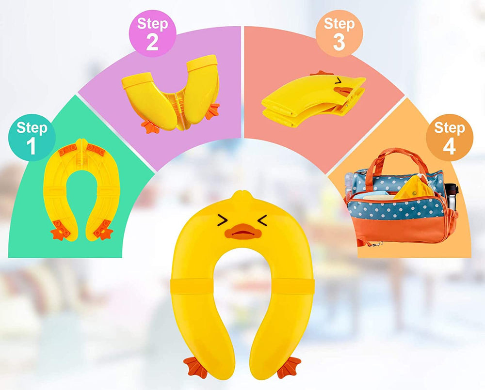 Pokanic non-slip silicone pad on yellow duck seat provides stability.