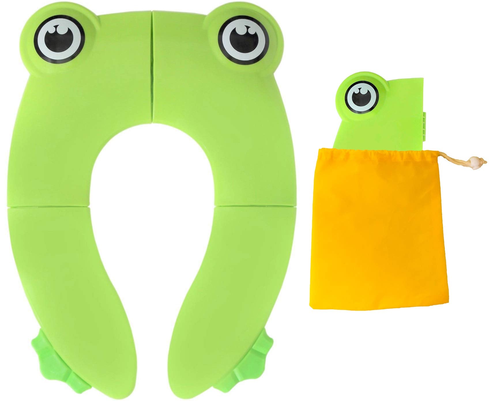 Pokanic green frog design toilet seat cover on toilet for stable toddler seating
