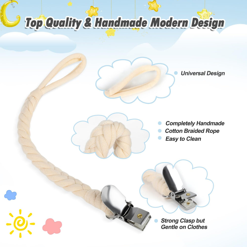 Pokipaw braided clip with stainless steel clasp prevents scratches on baby clothing