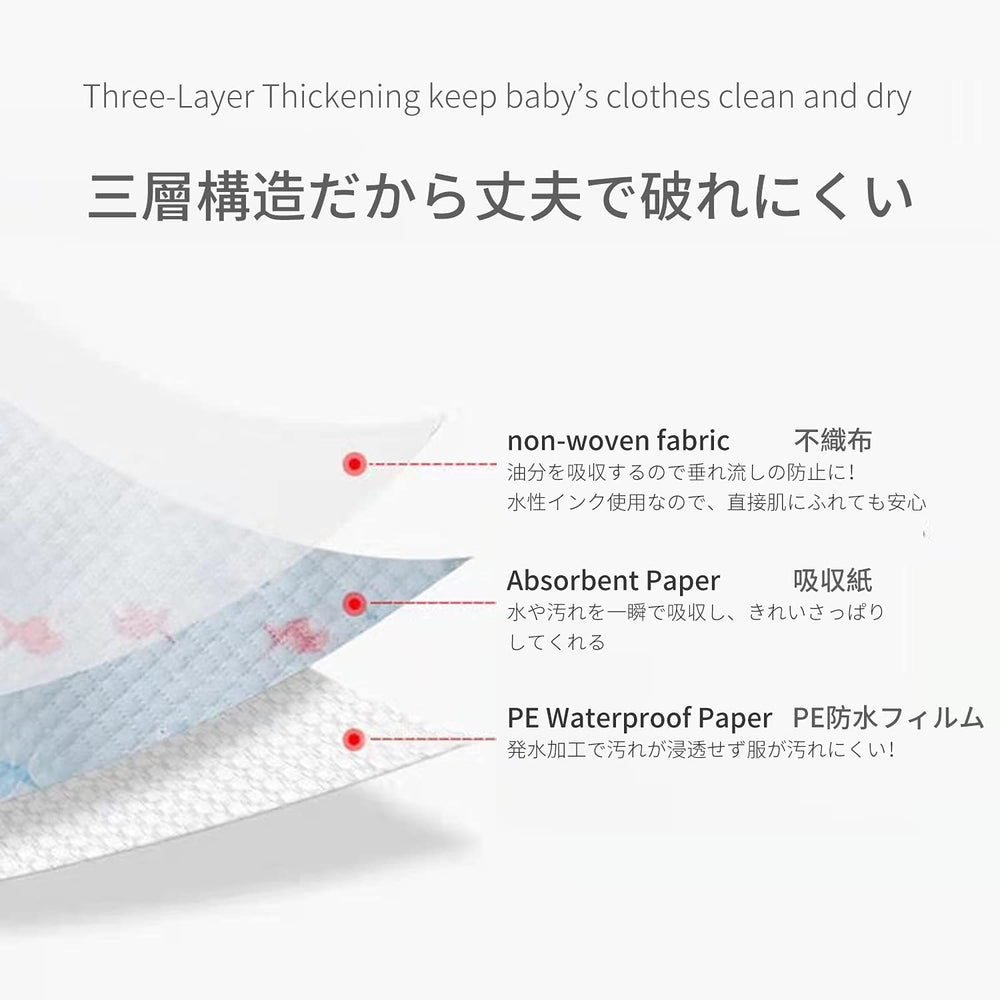 Poksun bib features an oversized pocket to protect clothing during meals.