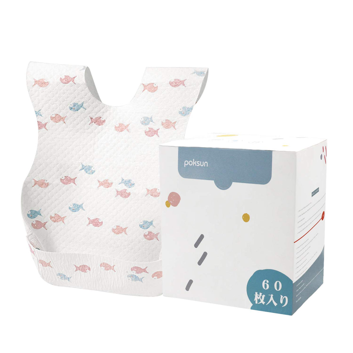 Poksun baby disposable travel bib with skin-friendly outer layer catches spills on the go.