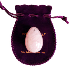 Polar Jade rose quartz yoni egg polished for smooth insertion and safety.