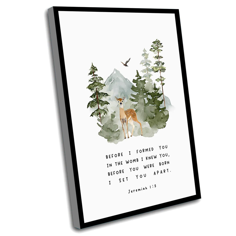 POLDE Jeremiah 1:5 nursery canvas art for calming decor.