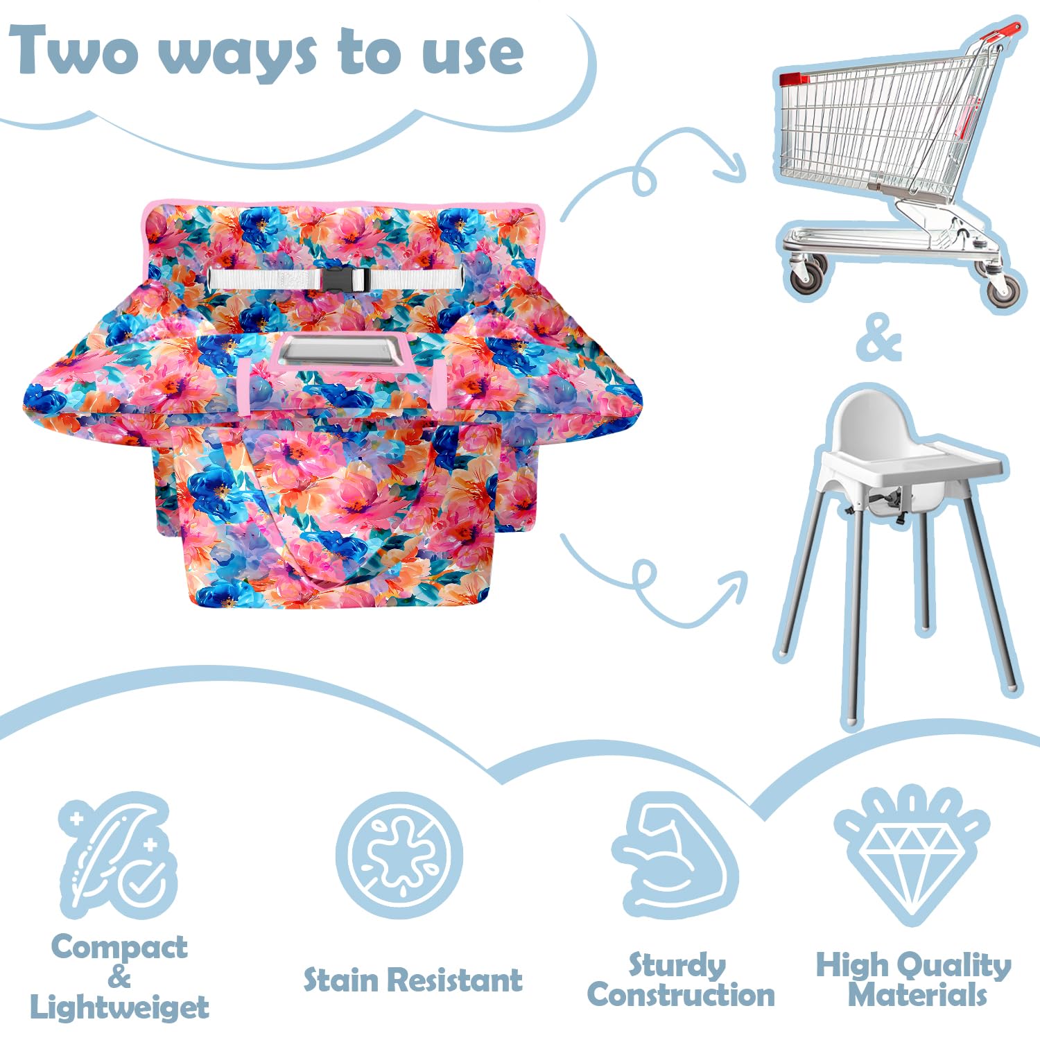 Polovillae adjustable safety harness keeps child secure during shopping trips.