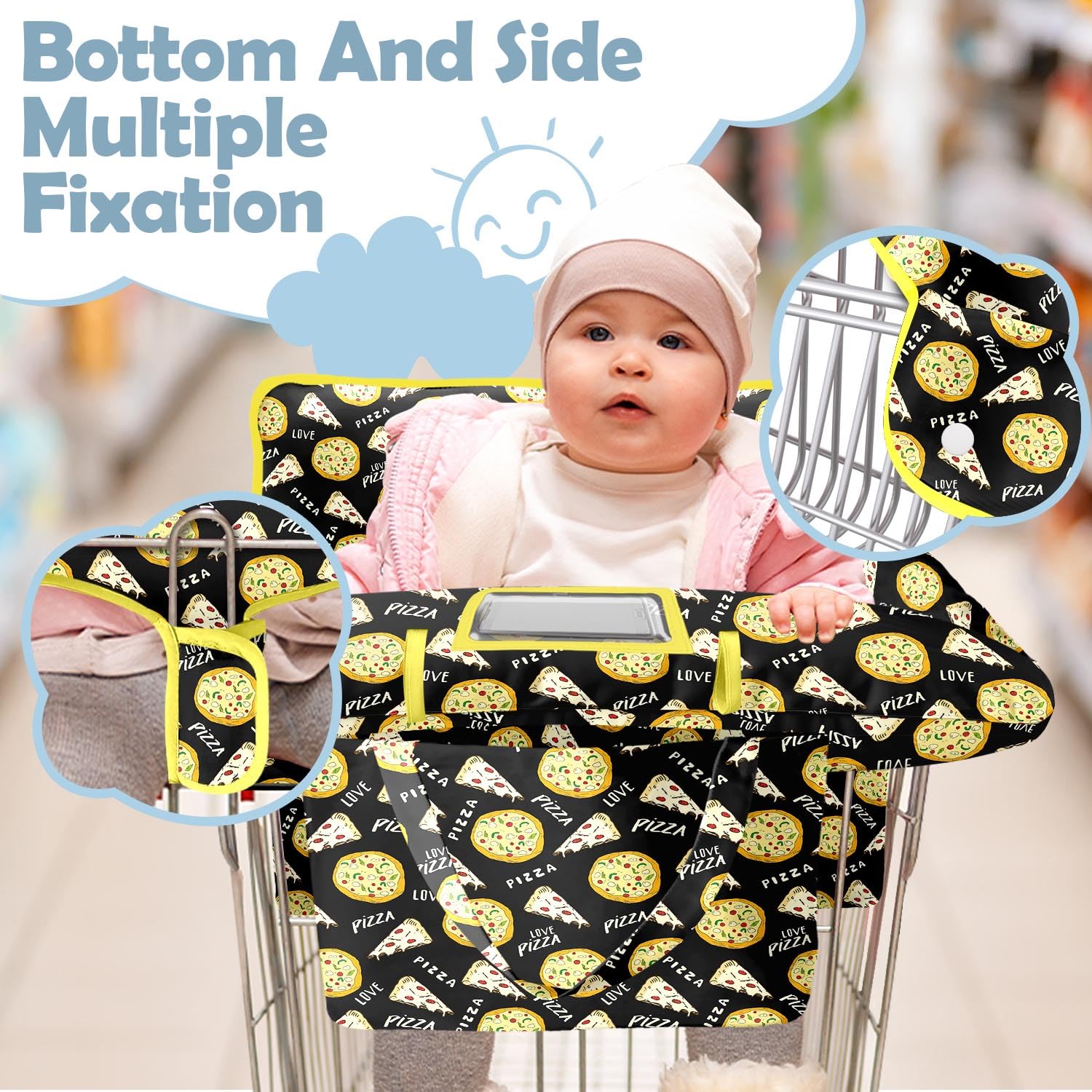 Polovillae grocery cart cover shields baby from dirt and germs
