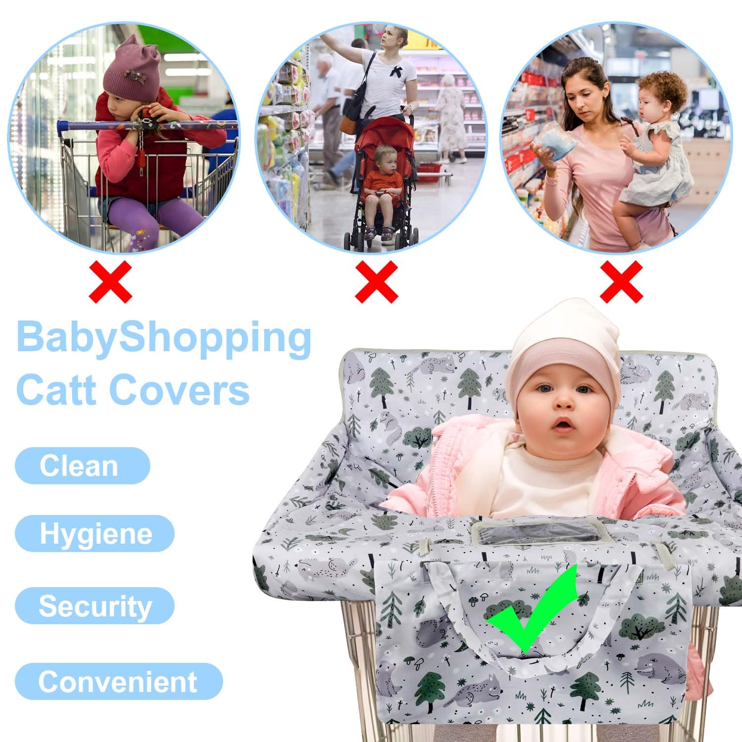 Polovillae cover offers pockets for pacifiers, phones, toys and more.