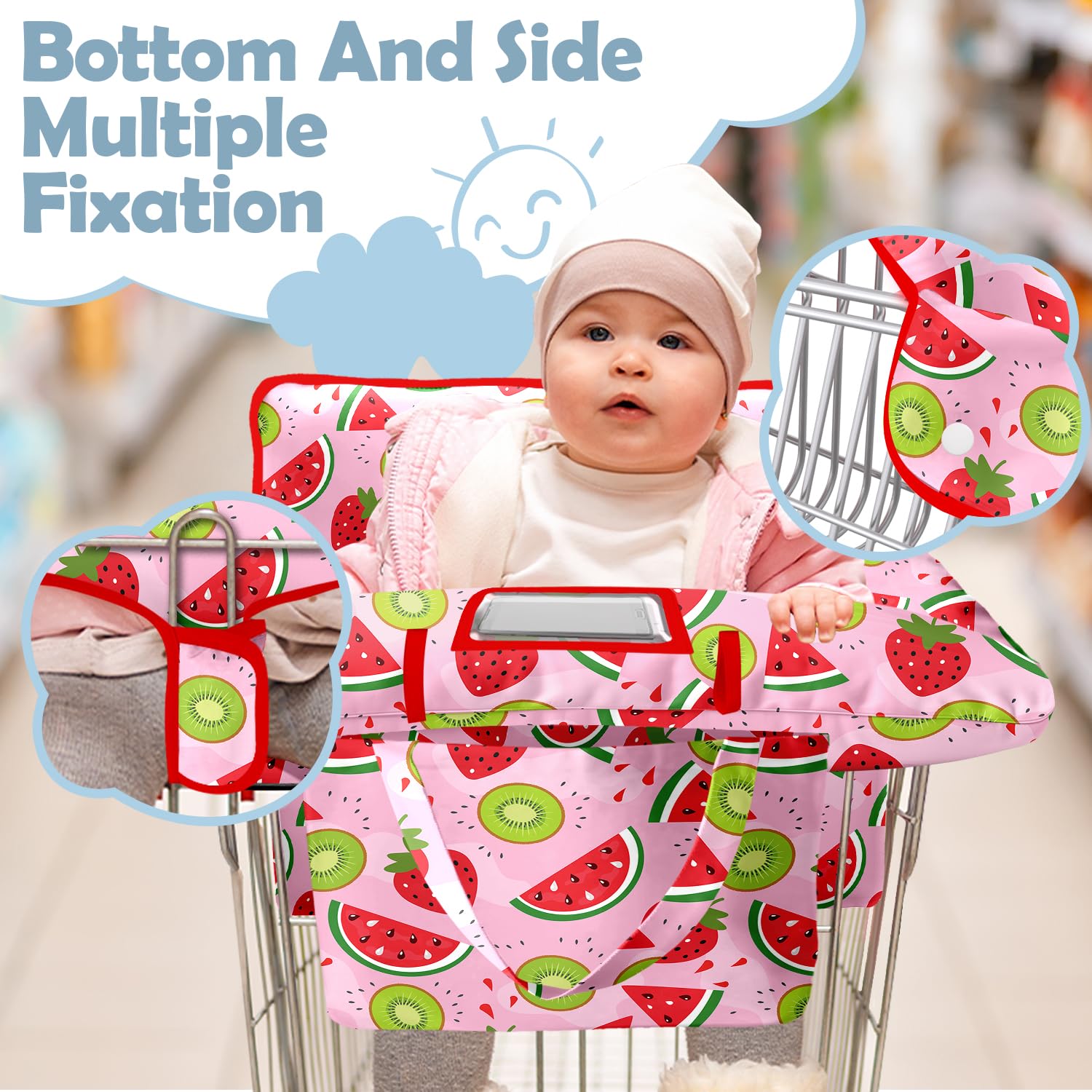 Polovillae safety harness with secure strap keeps child seated in carts