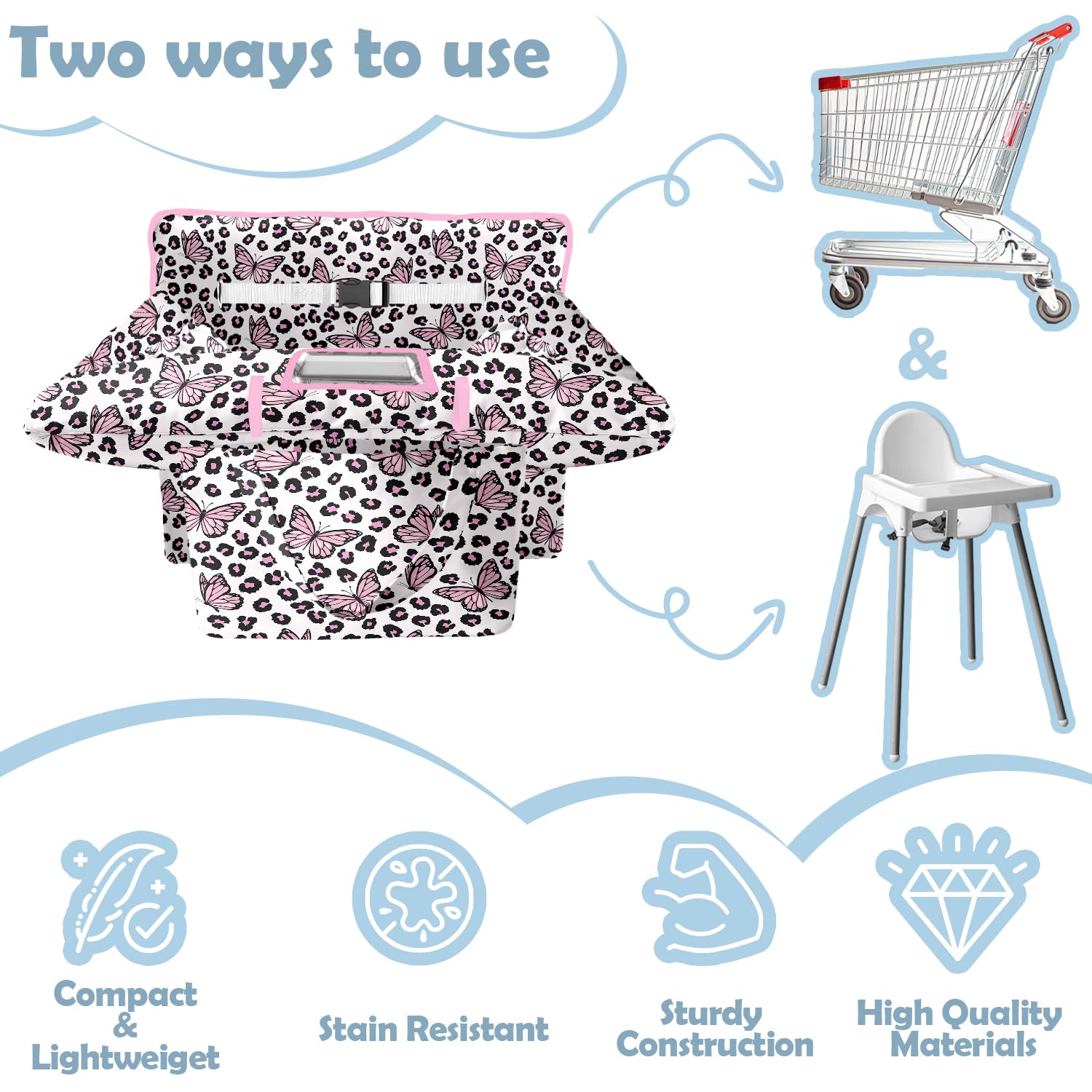 Polovillae soft-padded grocery cart cover delivers comfortable shopping experience.