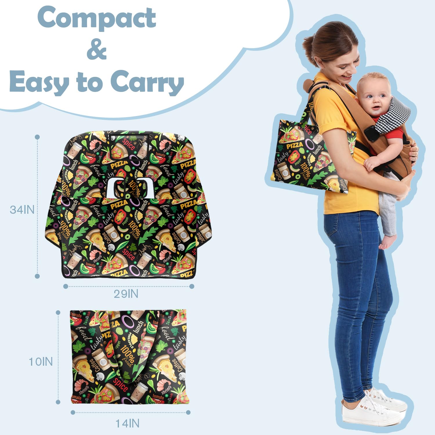 Polovillae cart cover includes storage pockets and teether loop.