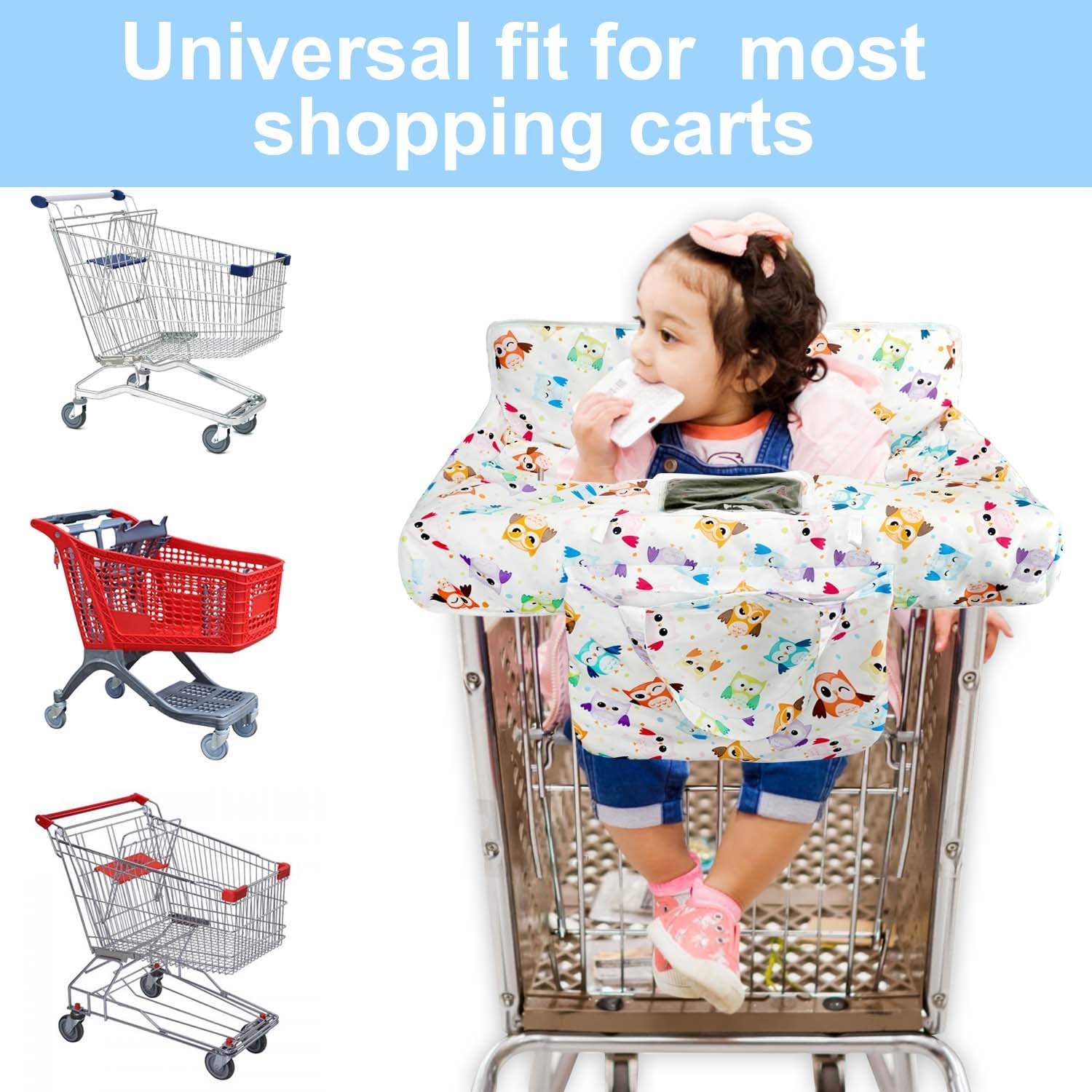 Polovillae white cart cover with toy loop and teether