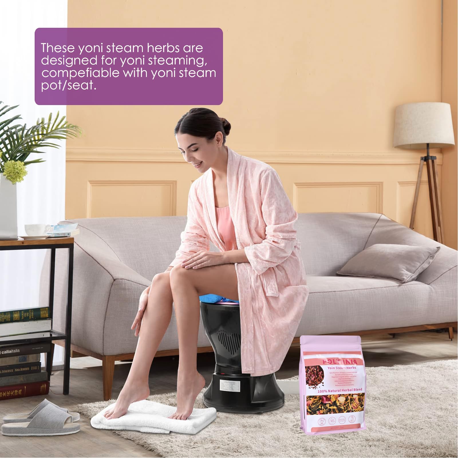 POLYHNIA Yoni Steam Herbs sealed pouches ensure clean storage and prep.