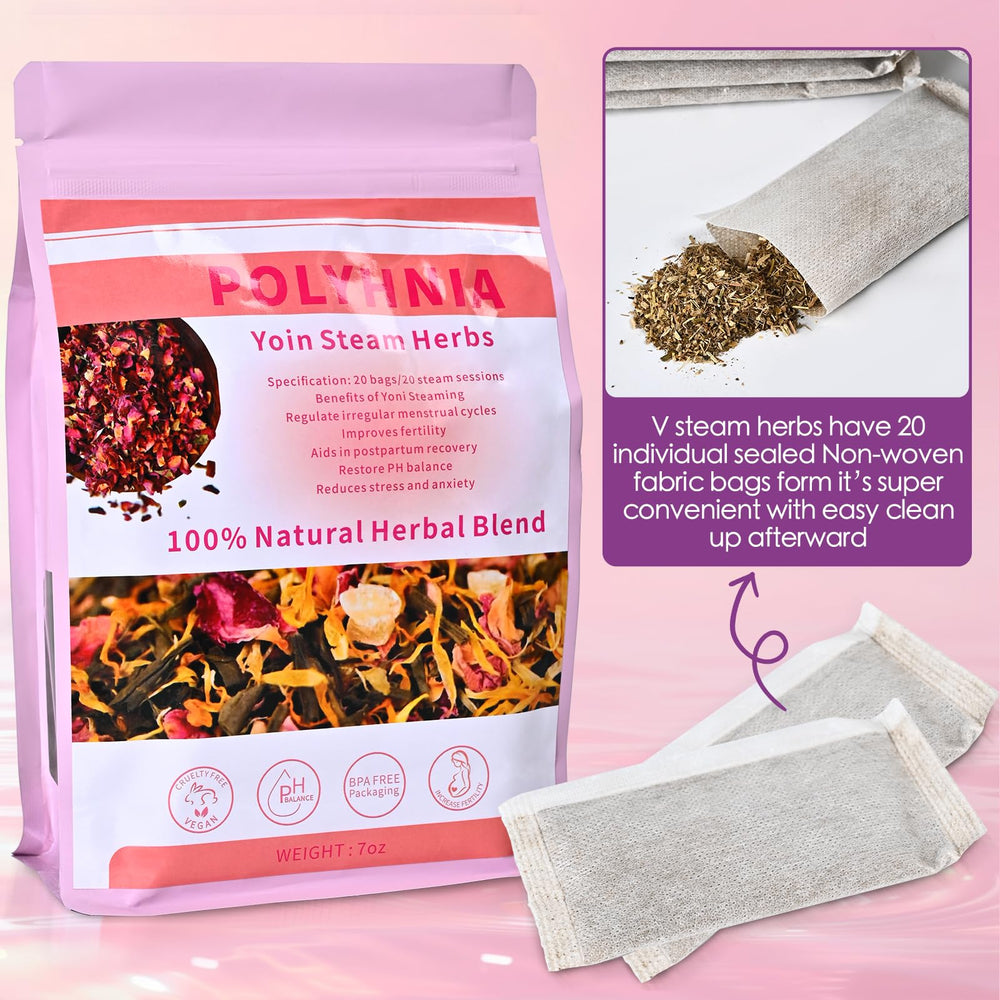 POLYHNIA Yoni Steam Herbs postpartum-friendly blend for gentle recovery.