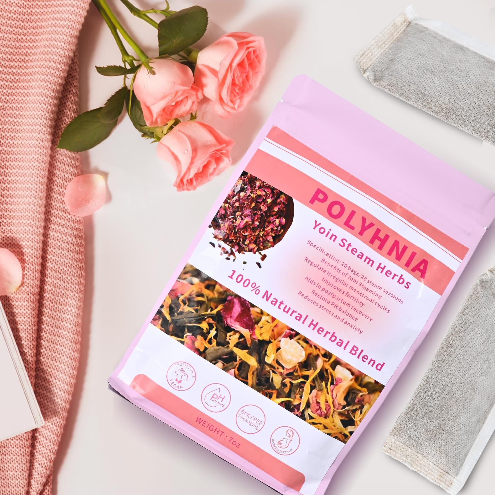 POLYHNIA Yoni Steam Herbs relaxing routine for feminine care.