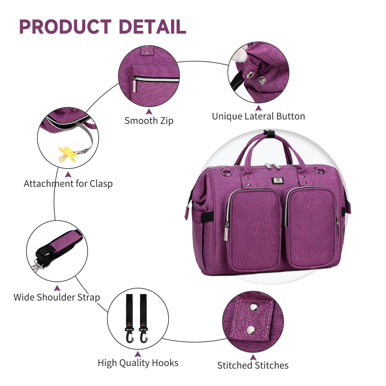 Pomelo Best diaper bag tote travel-ready for weekend trips