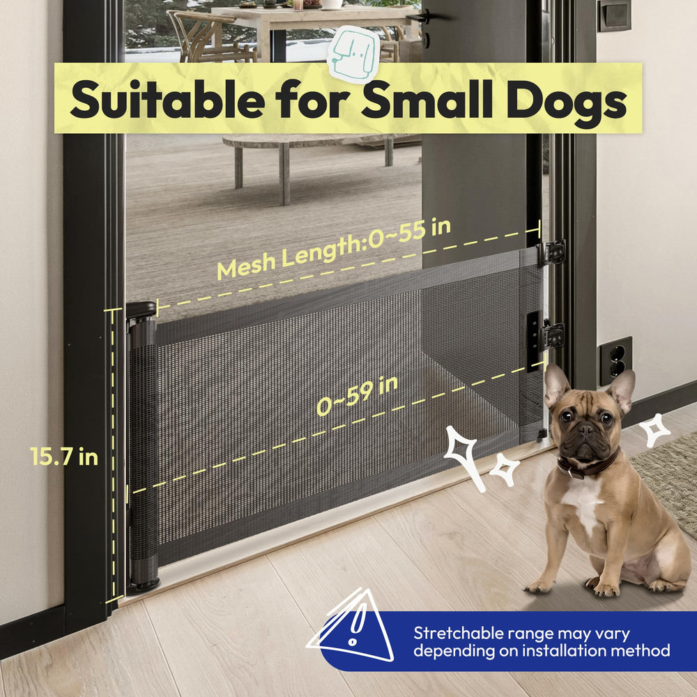 POMESEA doorway gate keeping pets contained in busy hallways.