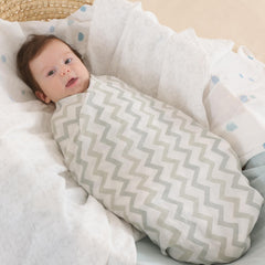 POMISO muslin swaddle hand-drawn dots pattern skin-friendly comfort