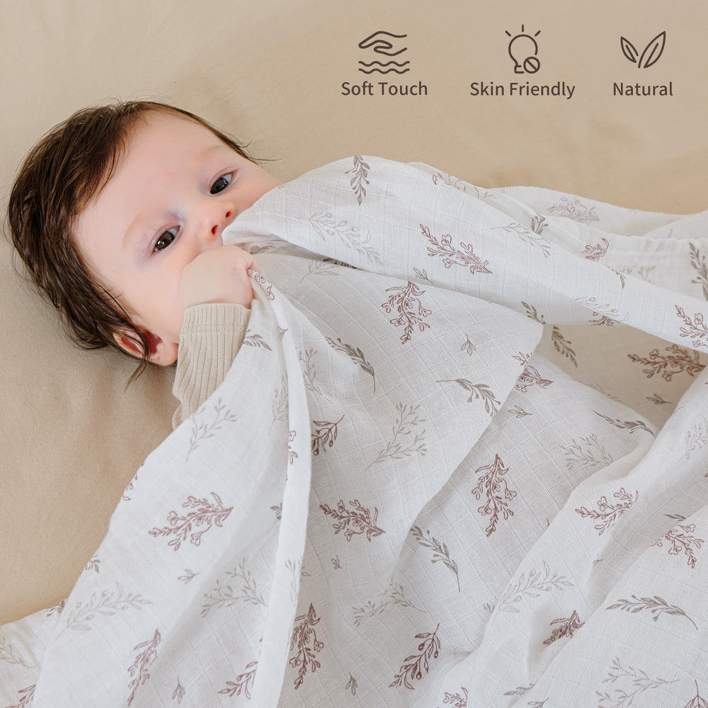 POMISO earthy-colors swaddle pack fits a neutral nursery and calm ambiance