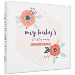 Pondering Pine baby memory book cover front showcases floral motif for keepsakes.