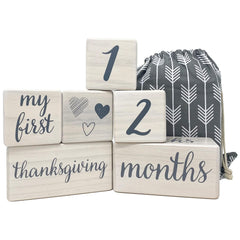 Pondering Pine milestone blocks newborn week: capture precious first days with a safe, neutral design.