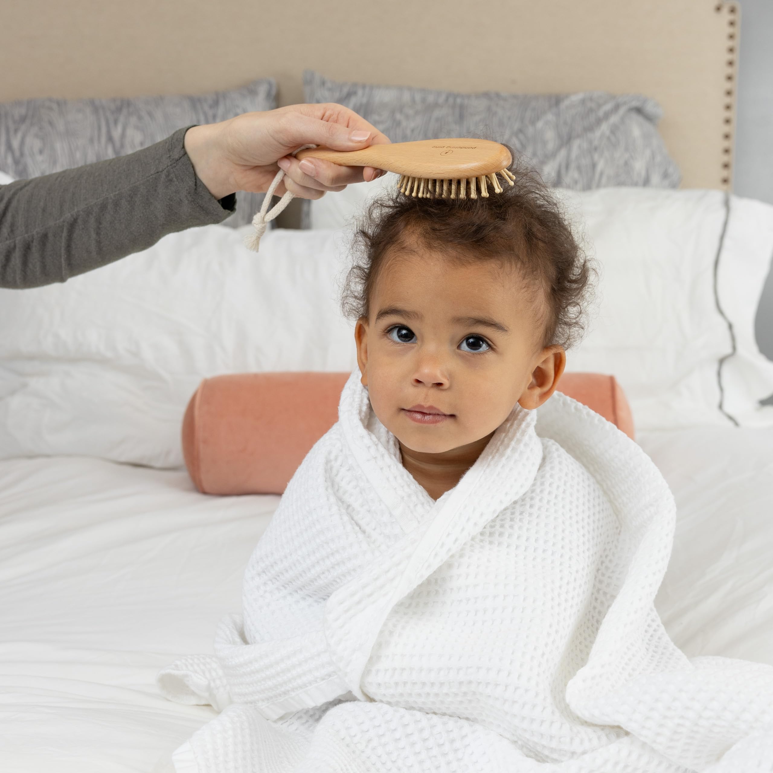 Pondering Pine toddler brush with firmer bristle for longer hair care.