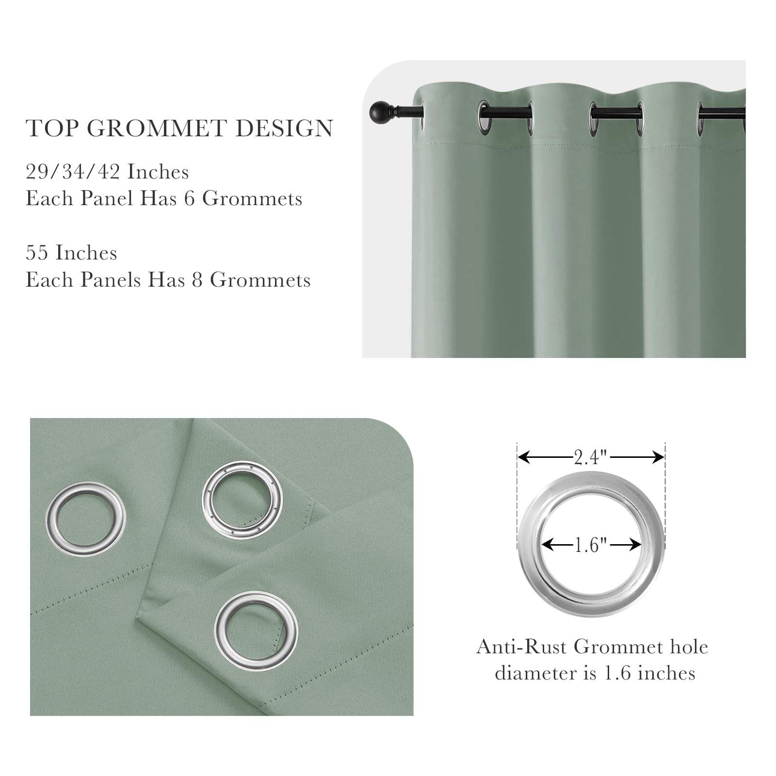 PONY DANCE sage green curtains feature identical fabric on both sides for balanced look.
