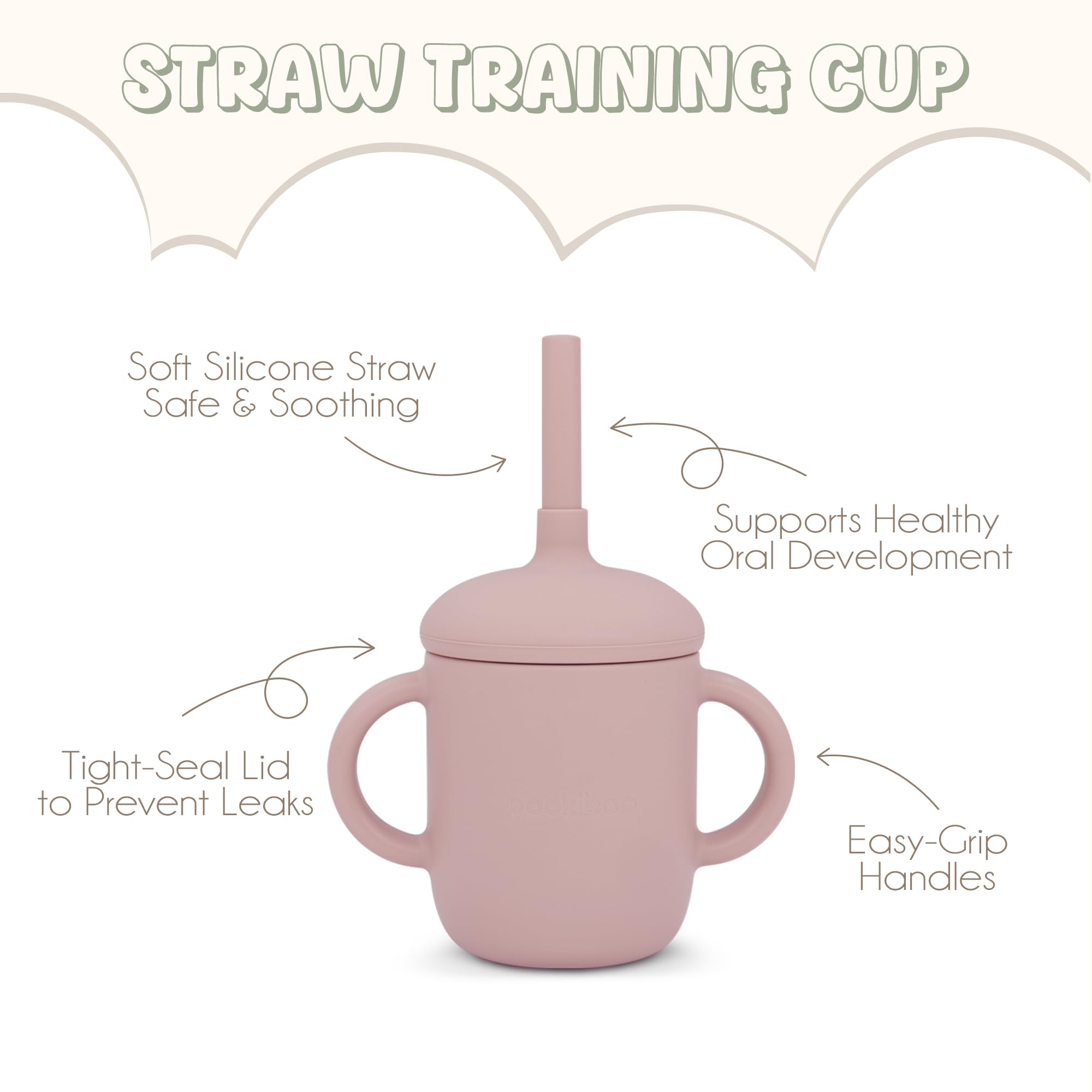 Pookiboo spill-proof cup with straw and lid keeps liquids contained