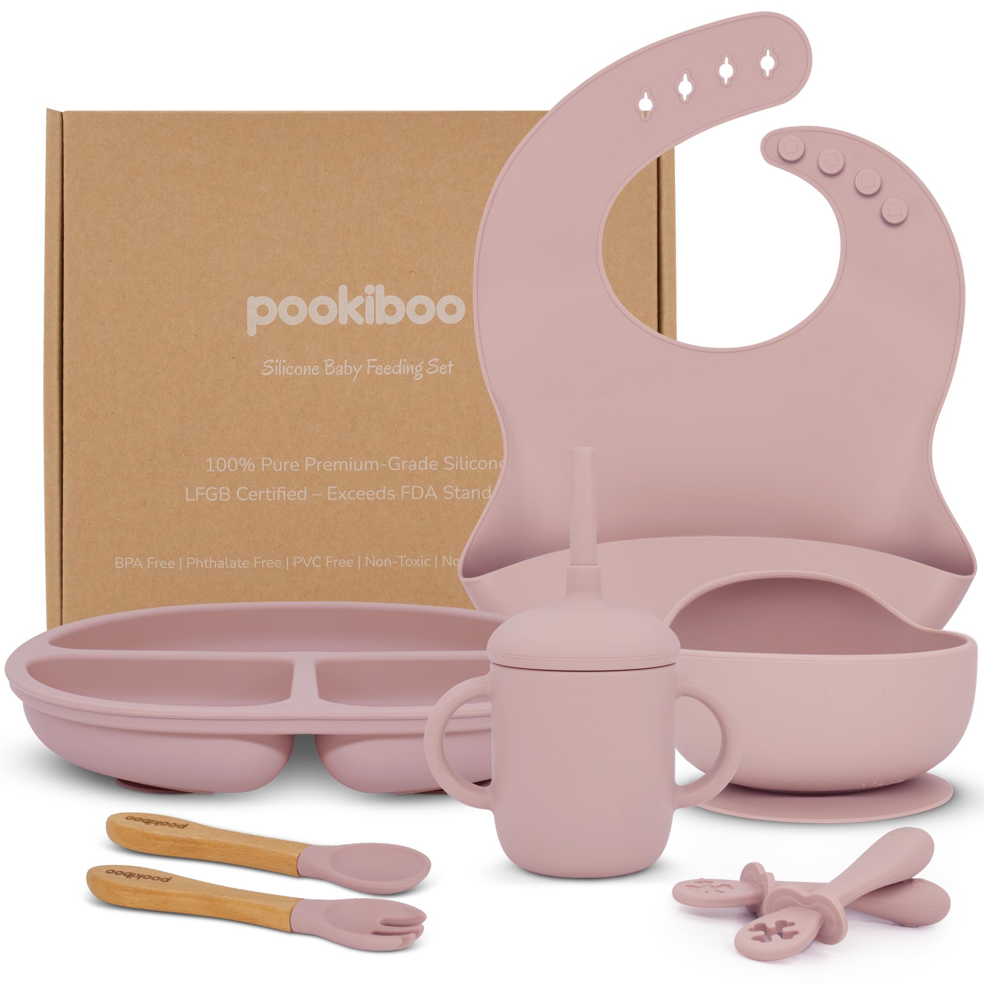 Pookiboo suction plate in action on a tray for steady self-feeding