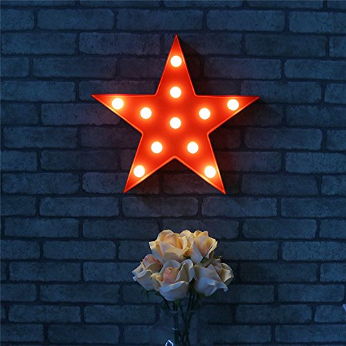 Pooqla red star sign decor enhances mantels and shelves