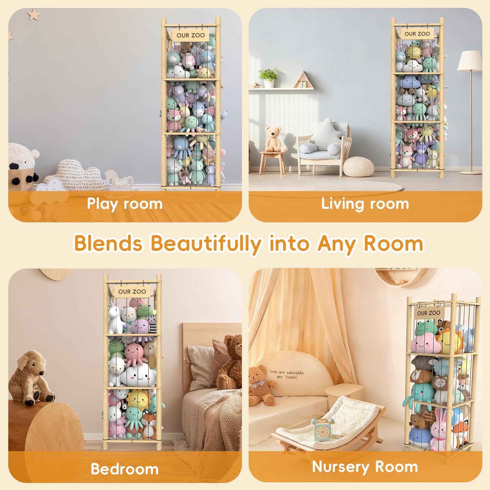 POOSIDE playroom storage system promotes clutter-free evenings.