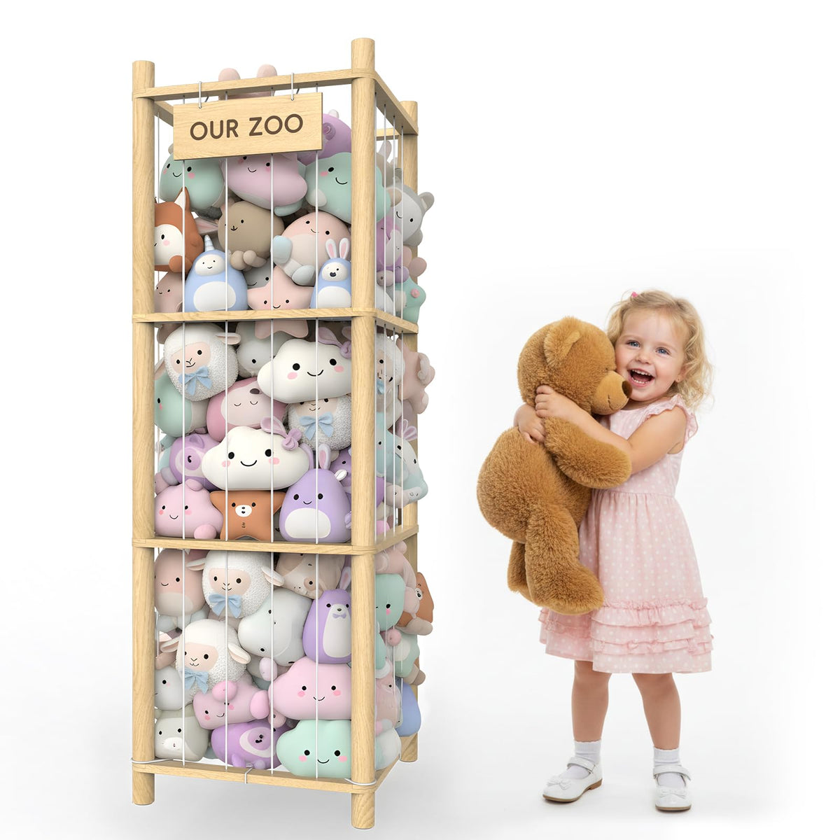 POOSIDE vertical storage tower keeps plush toys neatly organized and accessible