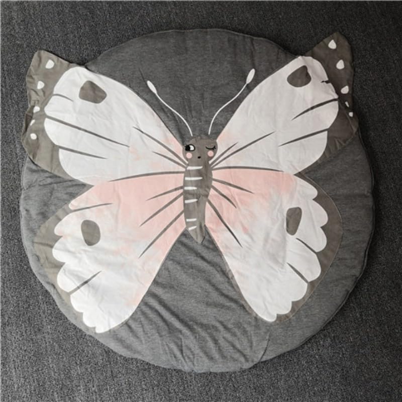 Poowe Butterfly Round Play Pad is machine washable for easy cleanup.