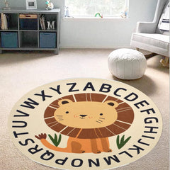 Poowe soft non-slip kids rug provides a secure crawling and play area.