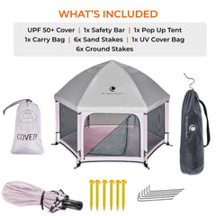 POP 'N GO Playpen Lavender breathable mesh for visibility while supervising.